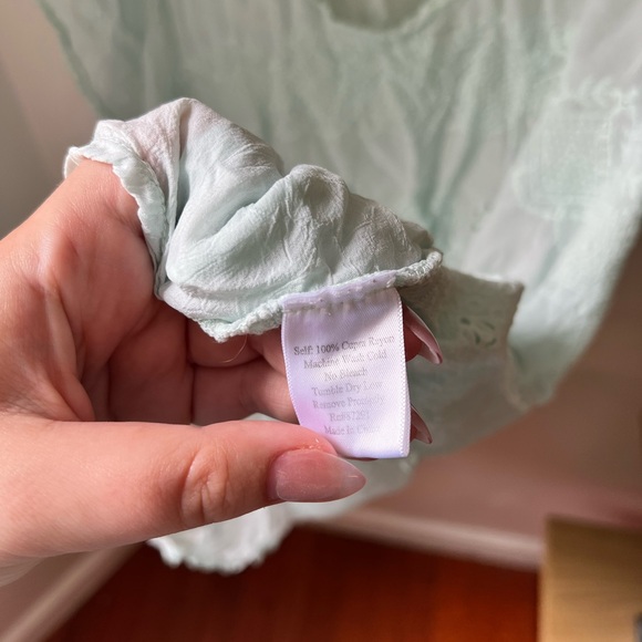 Johnny Was Mint Green Embroidered Top - Picture 3 of 5